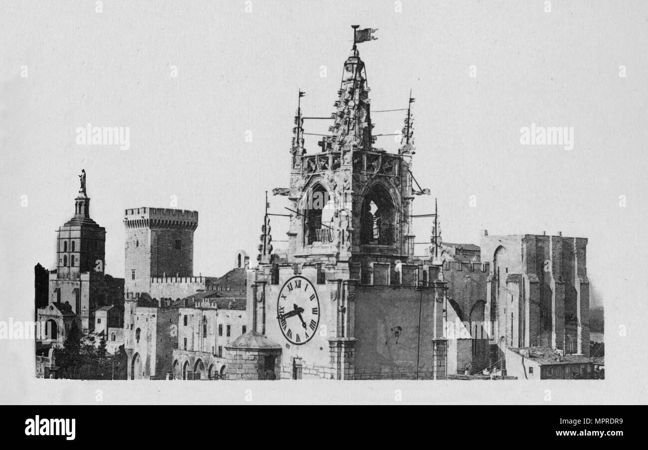 Avignon - Die Jacquemart Tower, der Kirche Notre-Dame des Doms und Päpste Palace', c 1925. Artist: Unbekannt. Stockfoto