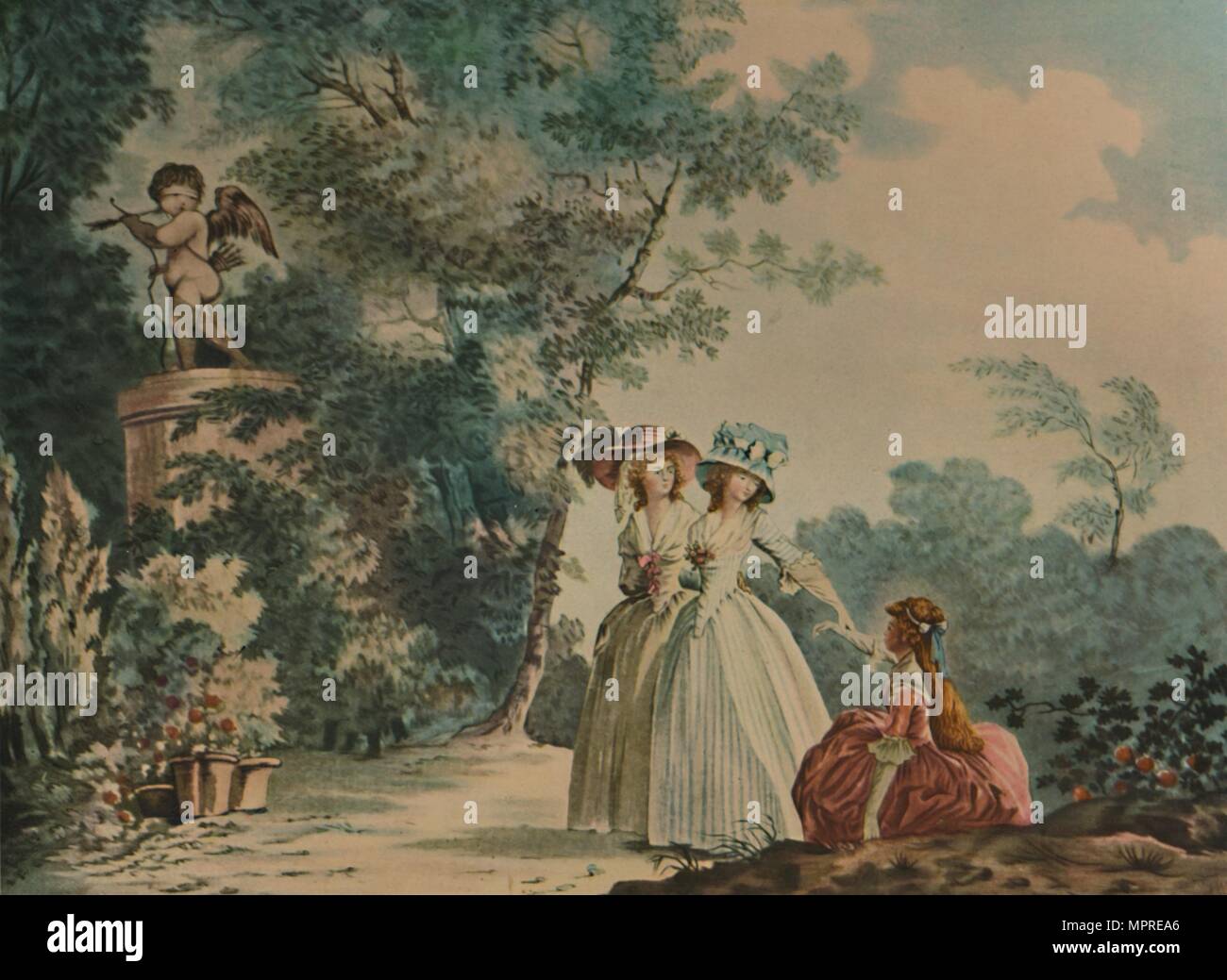 "Les Trois Soeurs Au Parc de Saint-Cloud" (drei Schwestern im Parc Boulogne-billancourt), c 1790 (1913). Künstler: Jean-Baptiste Chapuy. Stockfoto