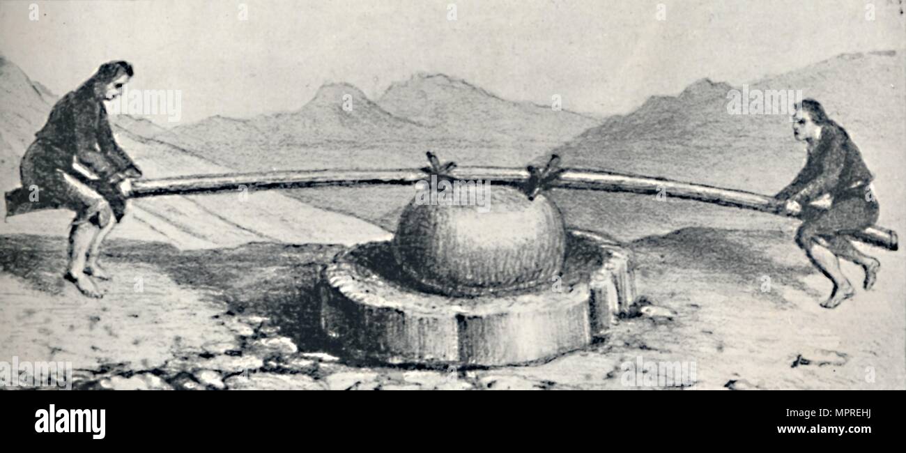 "Trapiche oder Mühle an der Lavaderos oder Gold waschen' verwendet, c 1826 (1911). Artist: Unbekannt. Stockfoto
