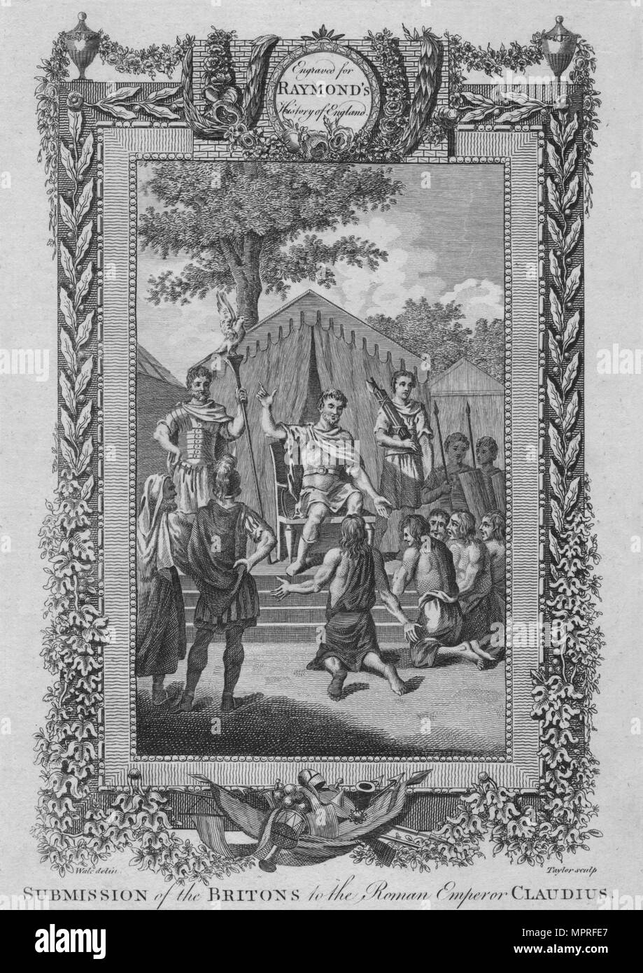 Der Finanzkontrolleur der Briten an den römischen Kaiser Claudius', c 1787. Artist: Unbekannt. Stockfoto