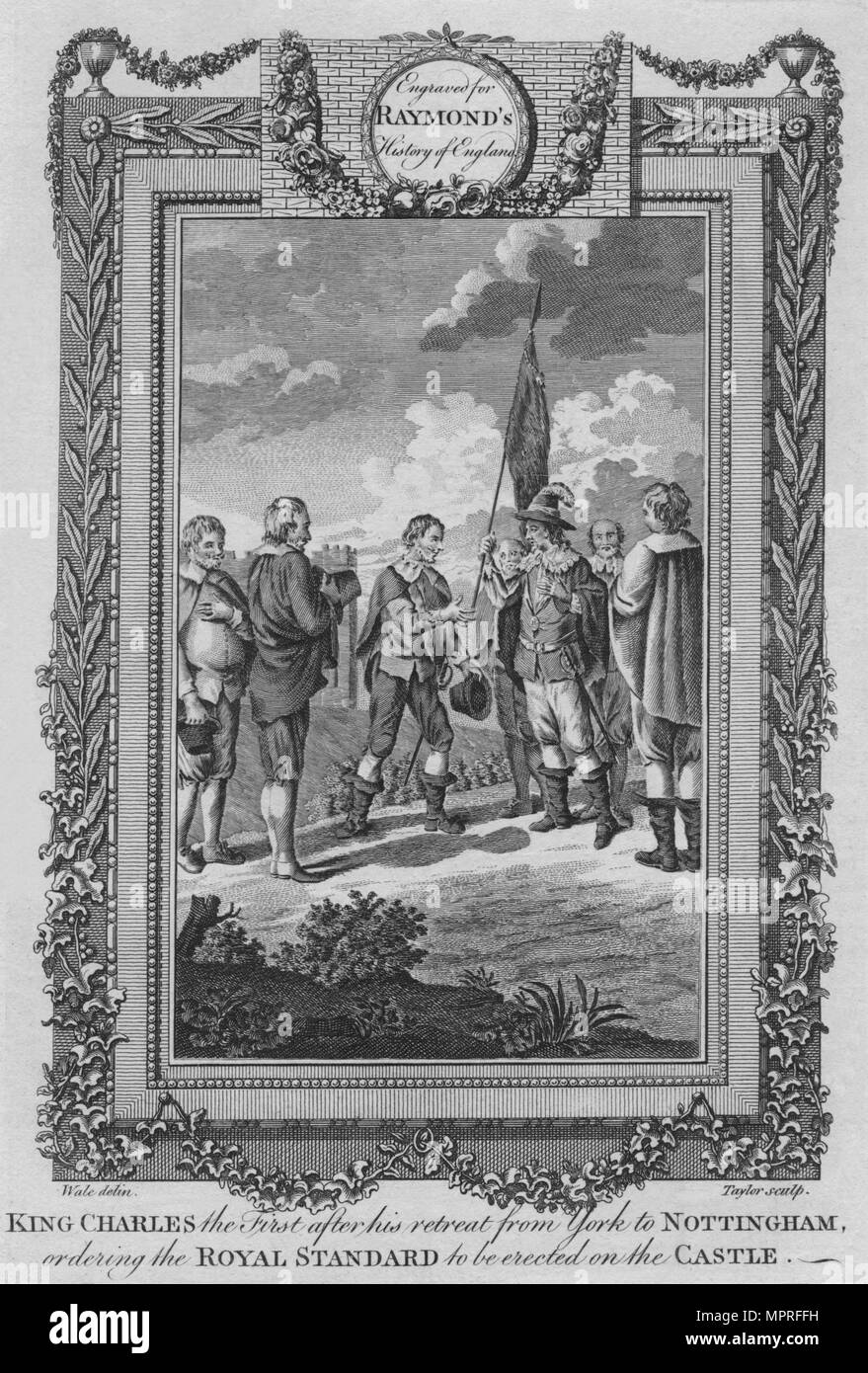 "König Karl der Erste nach seinem Rückzug von New York nach Nottingham', c 1787. Artist: Unbekannt. Stockfoto