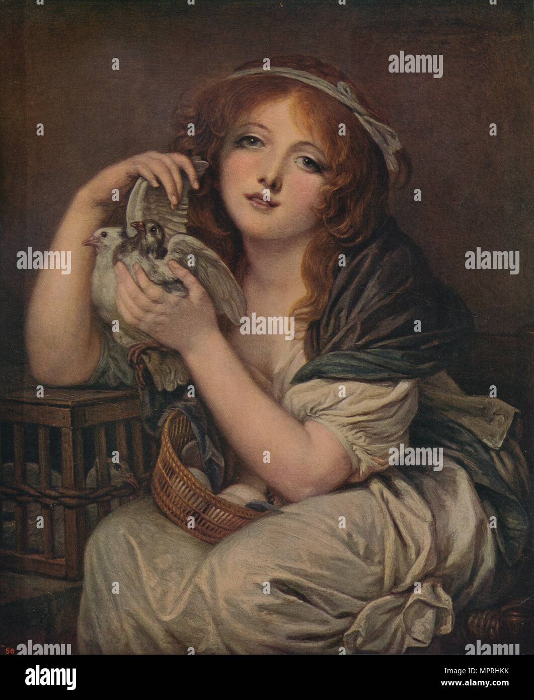 "Frau mit Tauben", 1799-1800, (c 1915). Künstler: Jean-Baptiste Greuze. Stockfoto