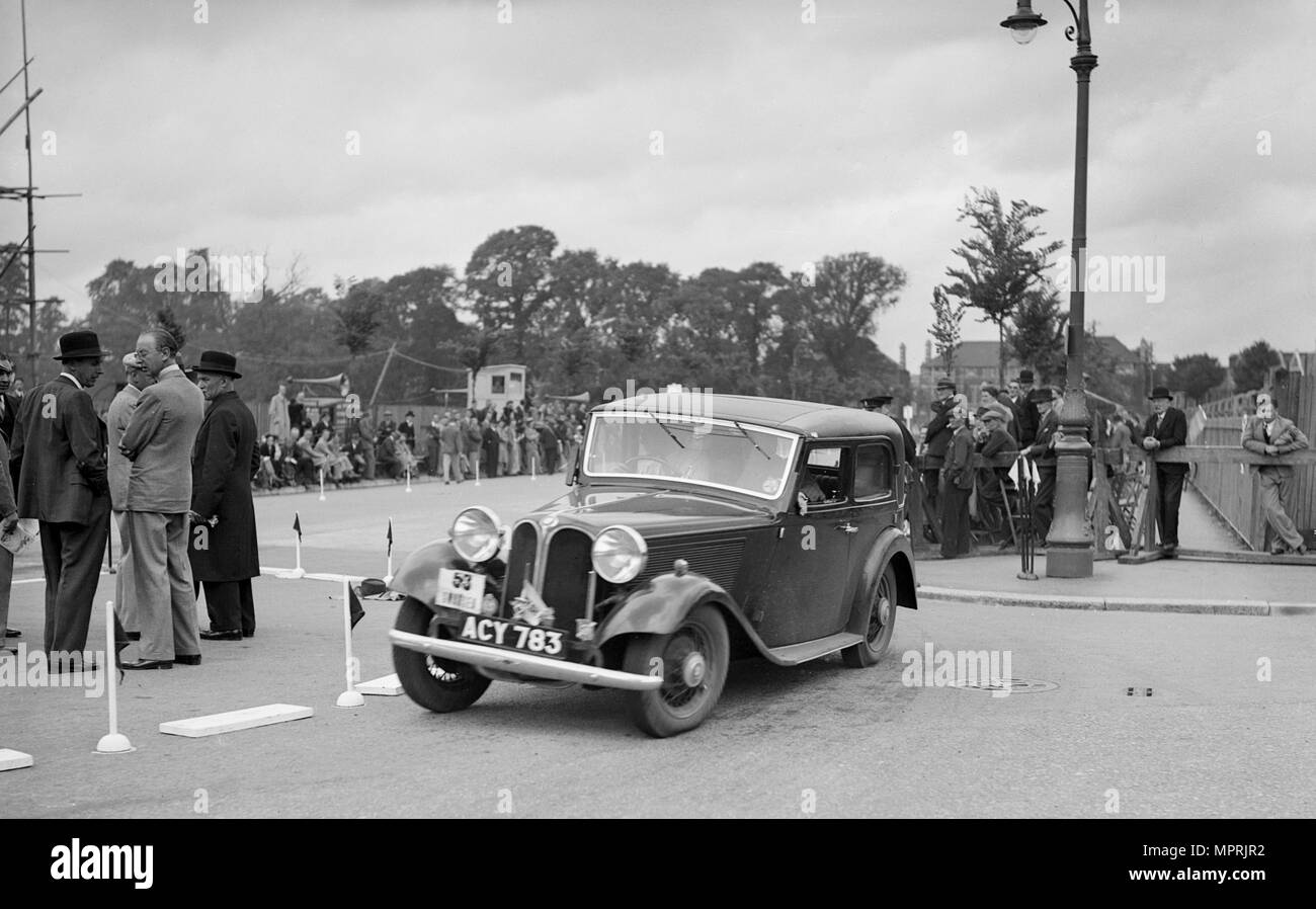 Frazer-Nash BMW 2-Türer von JA Davies konkurrieren in der South Wales Auto Club Welsh Rally, 1937 Künstler: Bill Brunell. Stockfoto