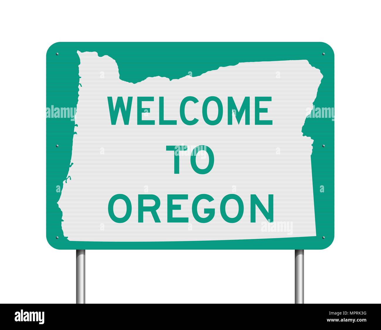 Vector Illustration der Willkommen in Oregon Green Road Sign Stock Vektor