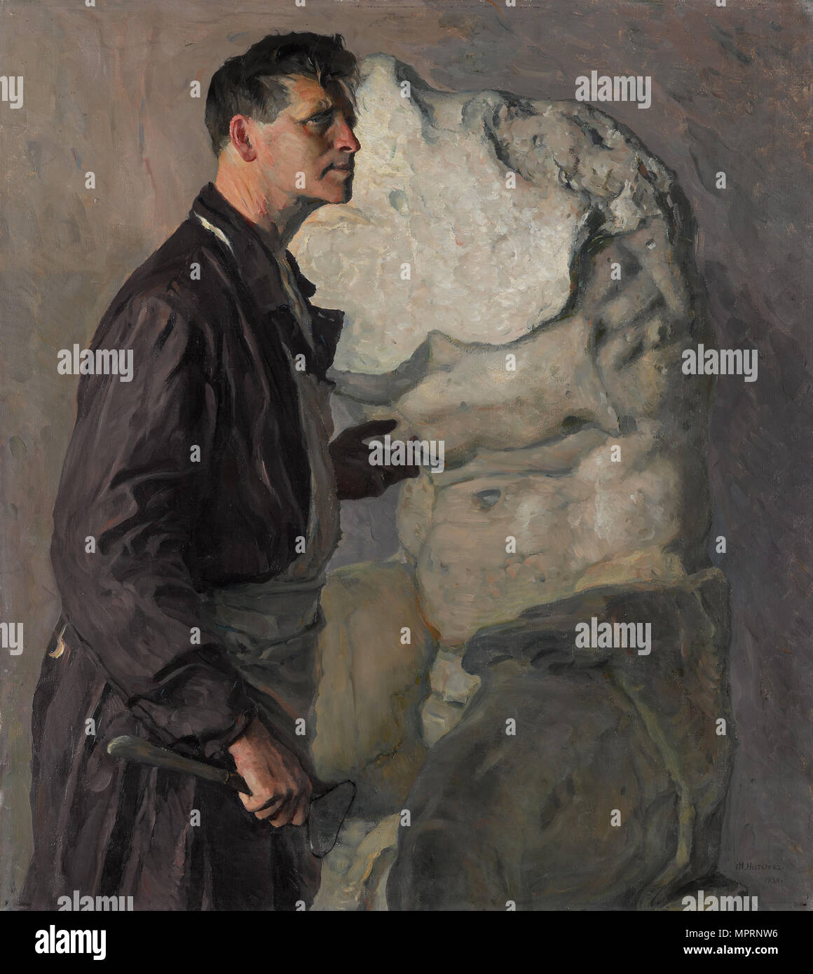 Porträt des Bildhauers Ivan Dmitrijewitsch Shadr (1887-1941), 1934. Stockfoto