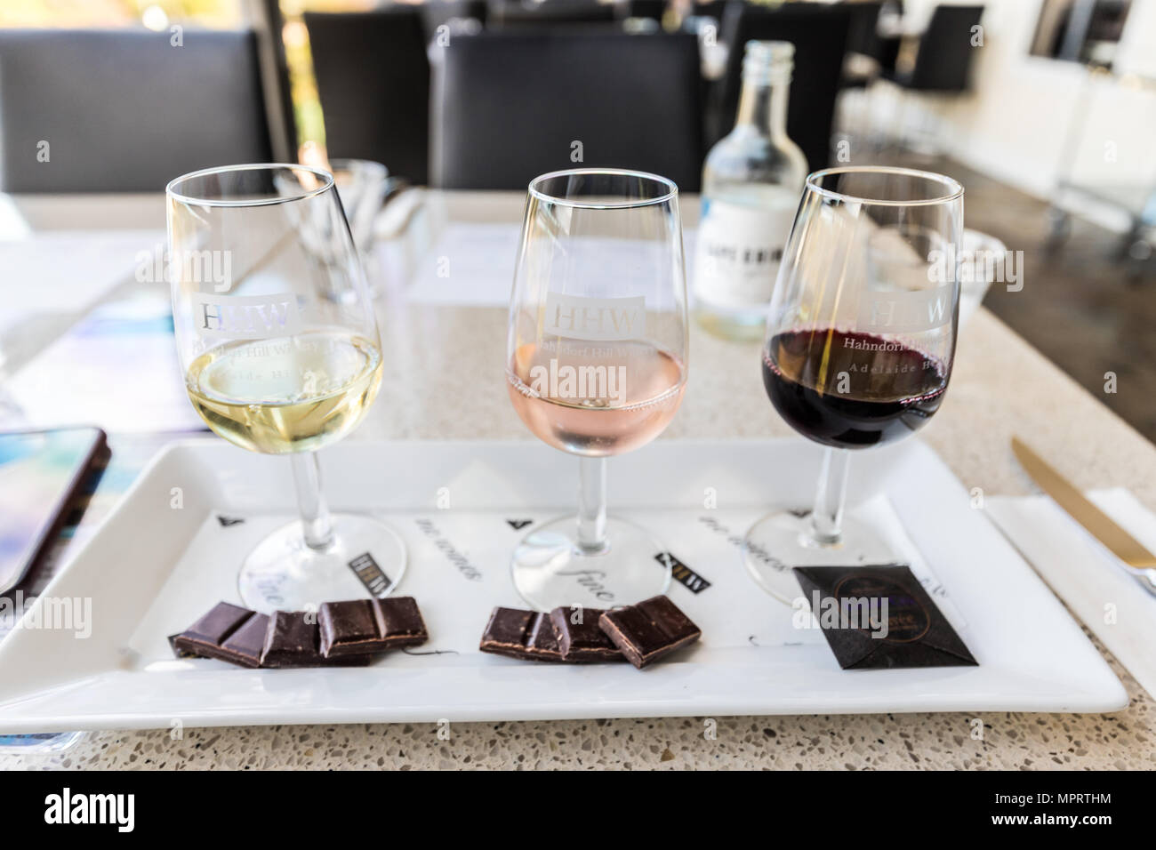 Weinprobe in Adelaide Hills Stockfoto
