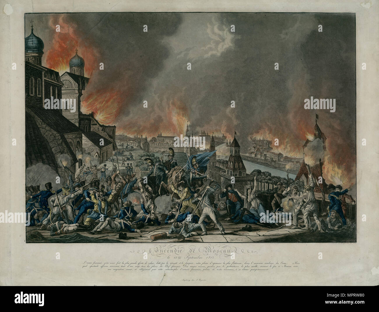 Brand von Moskau am 15. September 1812 (die Franzosen in Moskau). Stockfoto