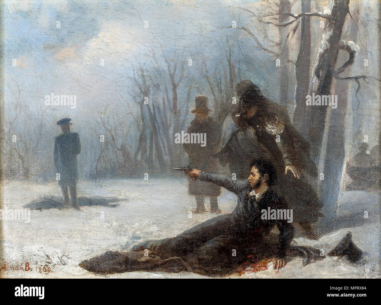 Duell zwischen Alexander Puschkin und Georges d'Anthès. Stockfoto