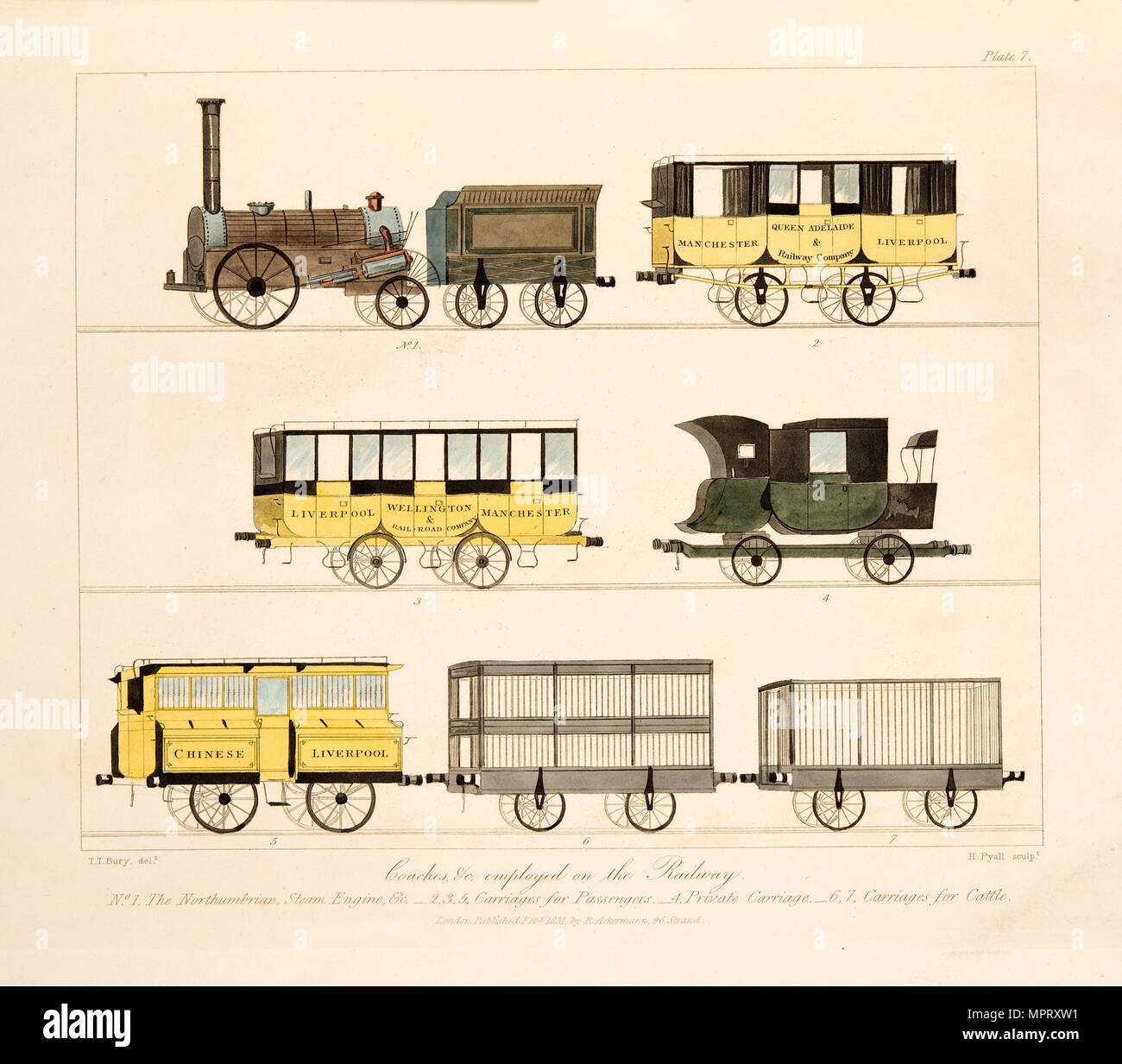"Die Trainer auf der Eisenbahn, 1831. Artist: Thomas Talbot begraben. Stockfoto
