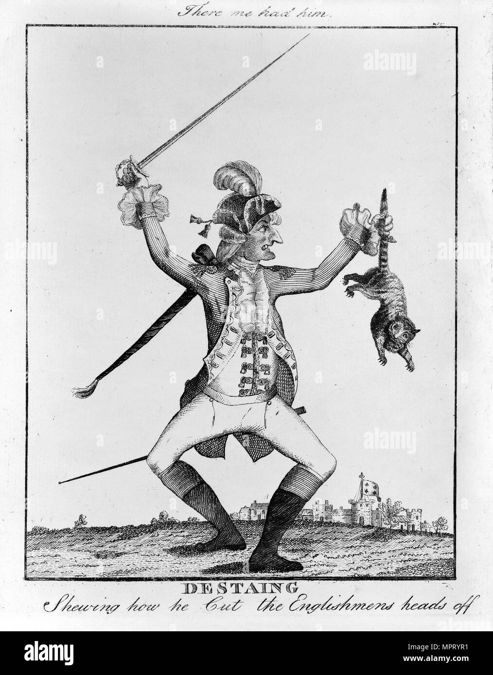 Destaing. Erzeige, wie er Schnitt die Englishmens Köpfe, C. 1770. Stockfoto