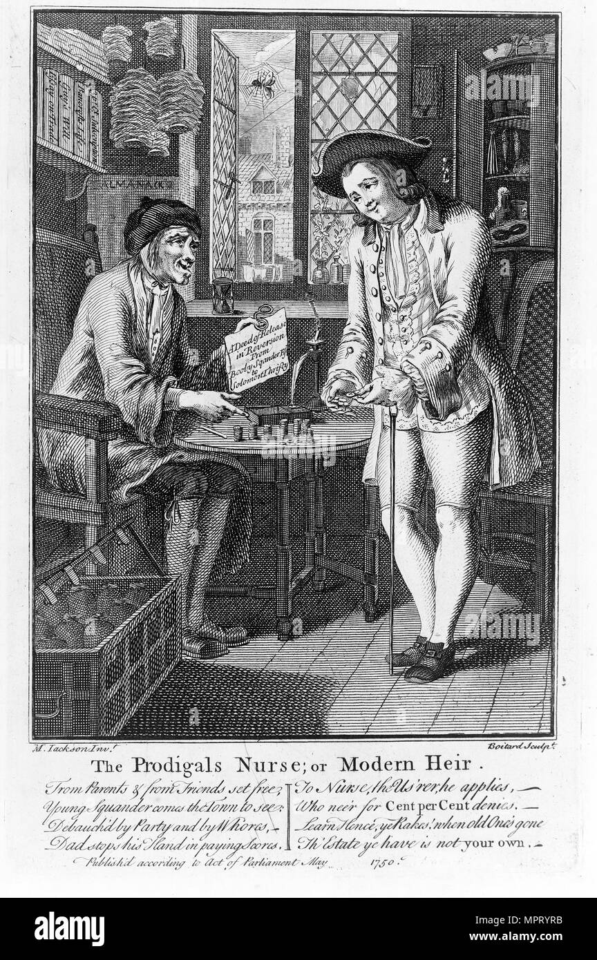 Der Verlorenen Krankenschwester oder modernen Erben, 1750. Stockfoto