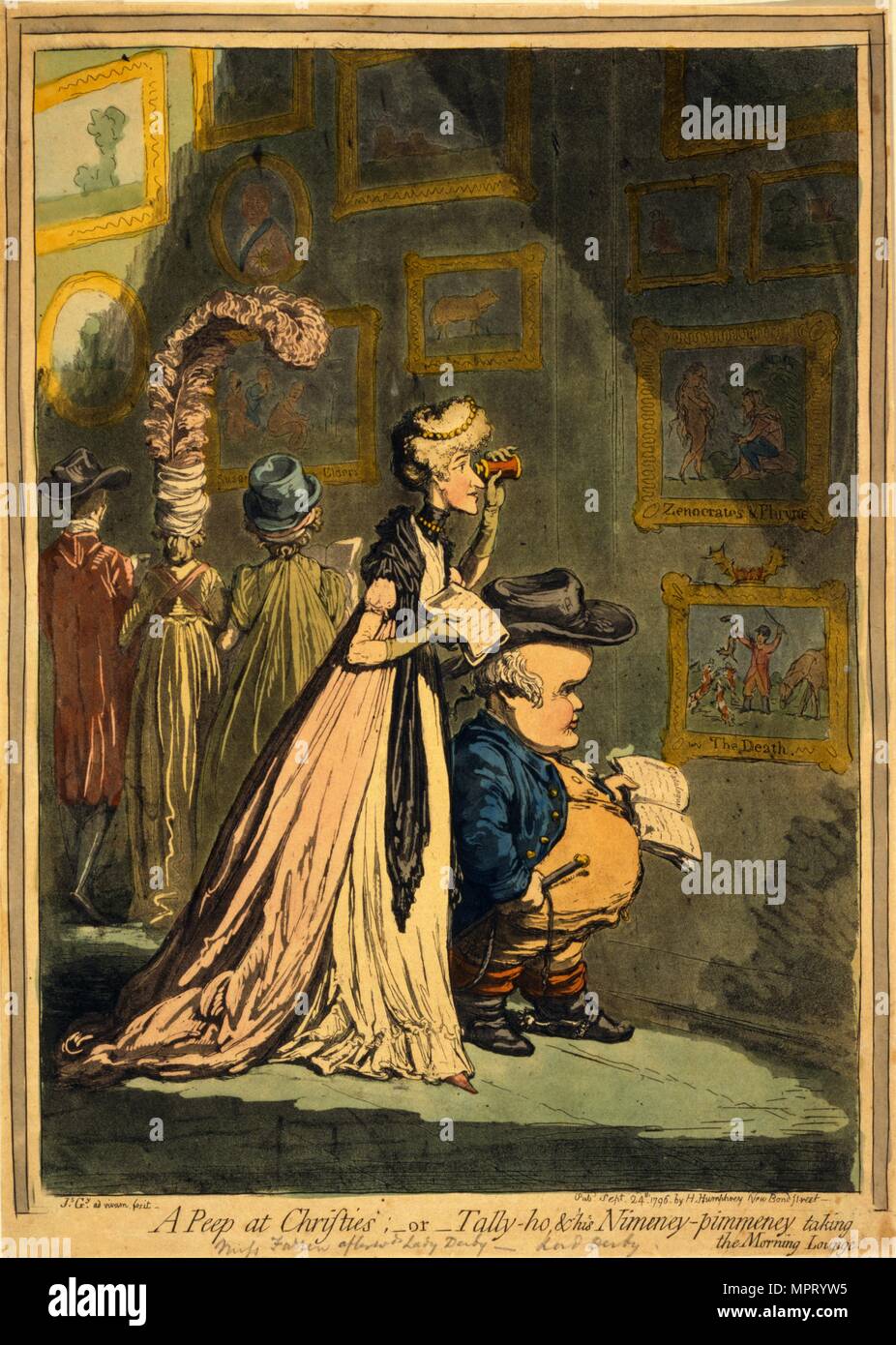 Ein Peep bei Christies oder Tally-ho und seine Nimeney-Pimmeney unter Berücksichtigung der Morgen Lounge, 1796. Stockfoto