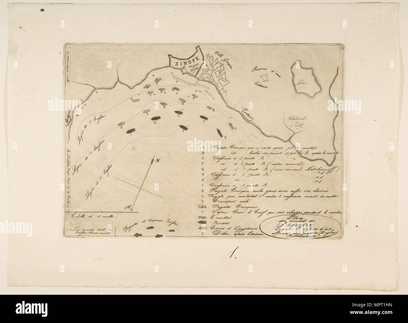 Plan der Schlacht von Sinope, 1853. Stockfoto
