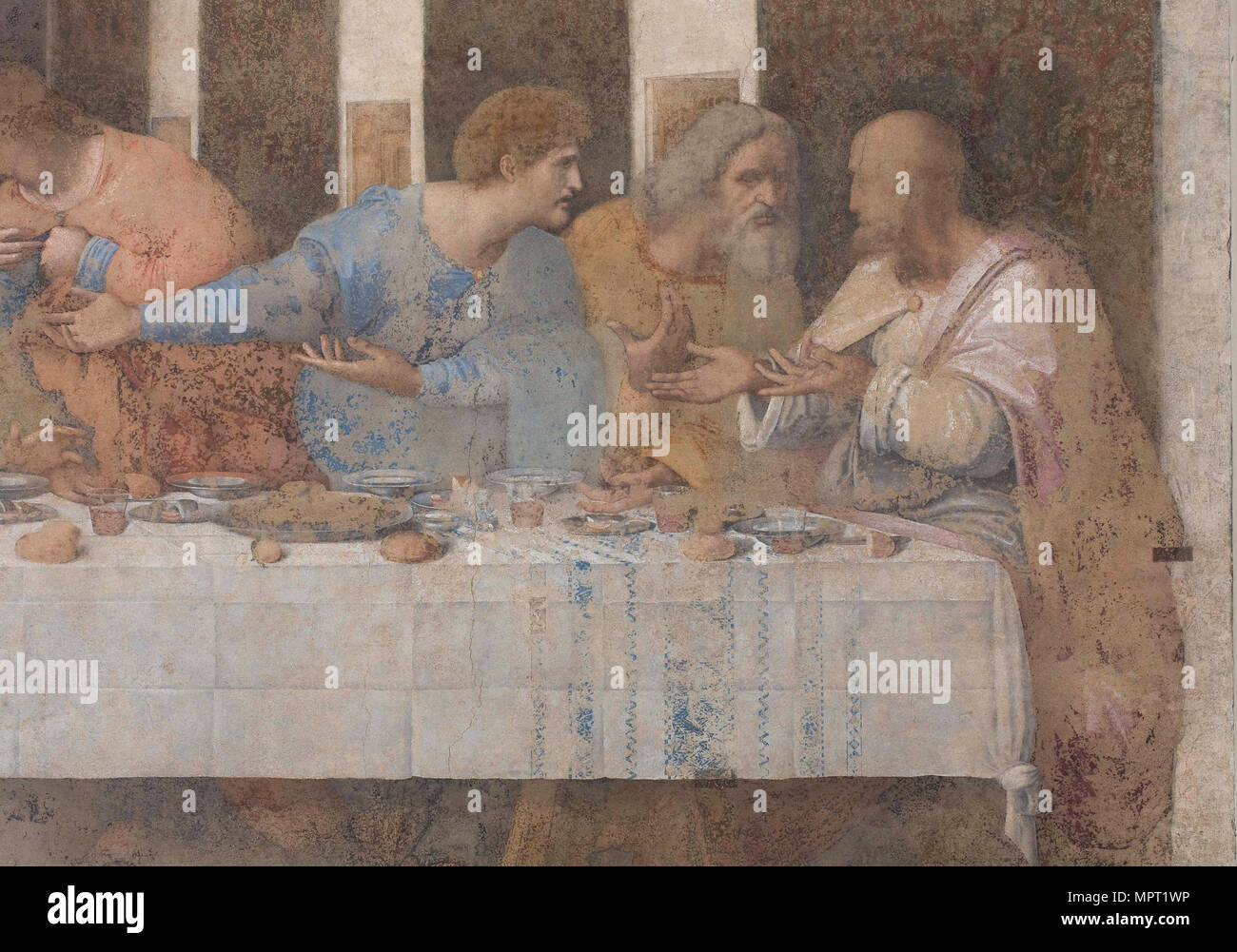 Das letzte Abendmahl (Detail), 1495-1498. Stockfoto