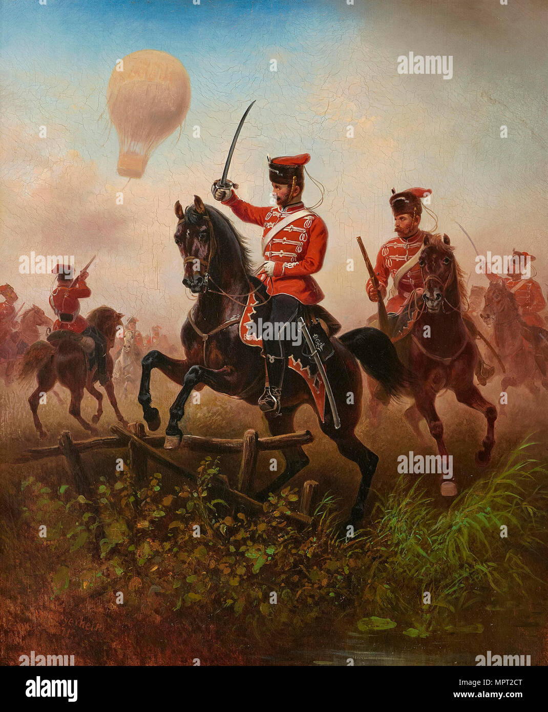 Preußische Kürassiere und Husaren im deutsch-französischen Krieg, 1871. Stockfoto