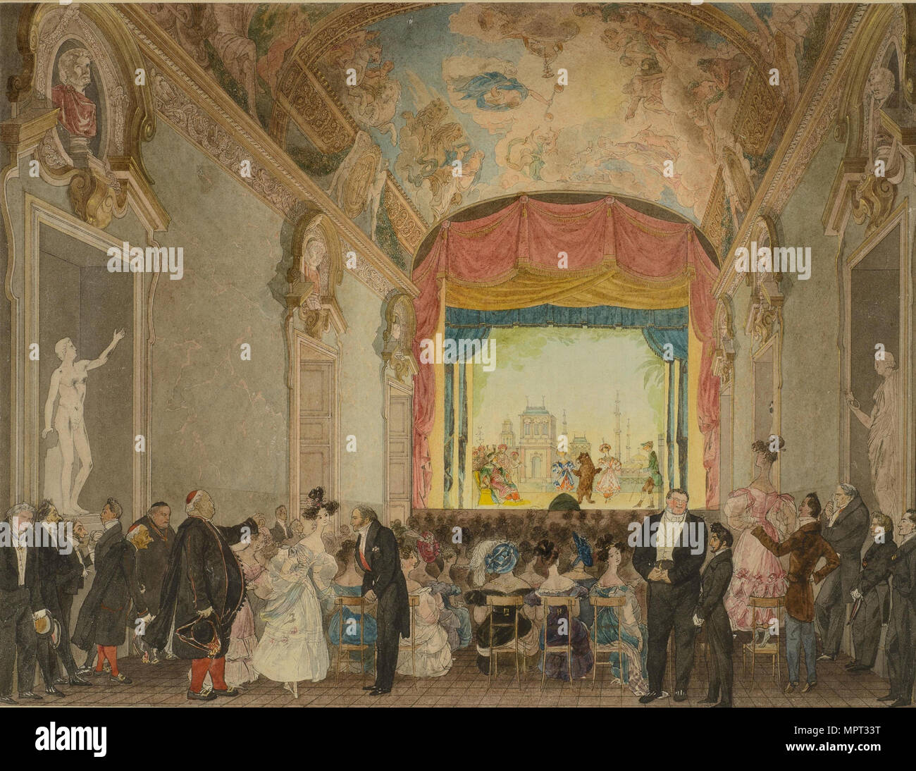 Der Zuschauerraum des Theaters im Haus der Fürst Grigori Iwanowitsch Gagarin in Rom, C. 1830. Stockfoto