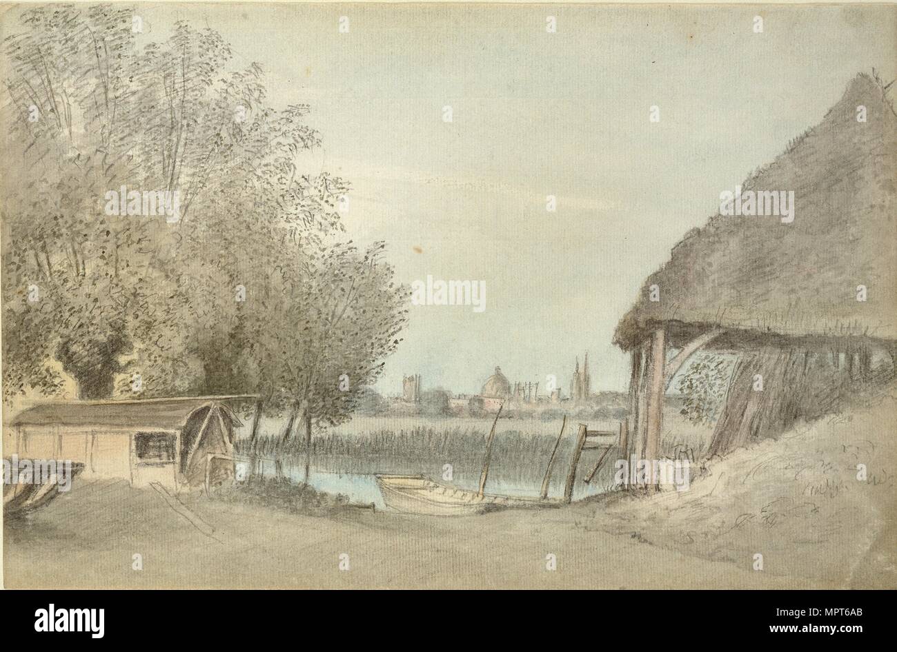 Fähre Hinksey, in der Nähe von Oxford, 15. Juni 1789. Artist: John Baptist Malchair. Stockfoto