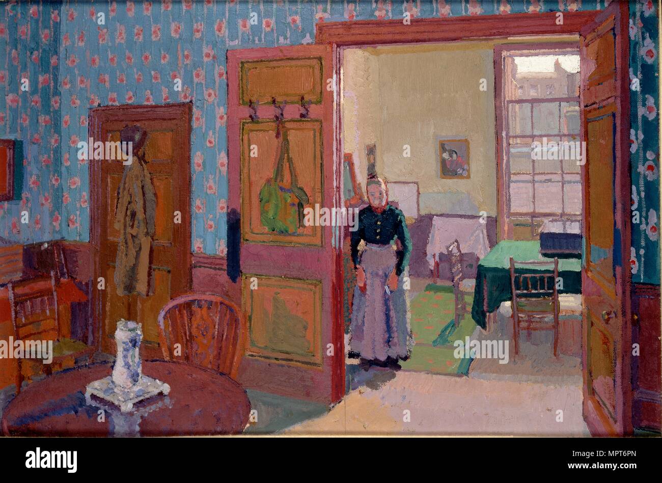 Interieur mit Frau Mounter, 1916-1917. Artist: Harold Gilman. Stockfoto