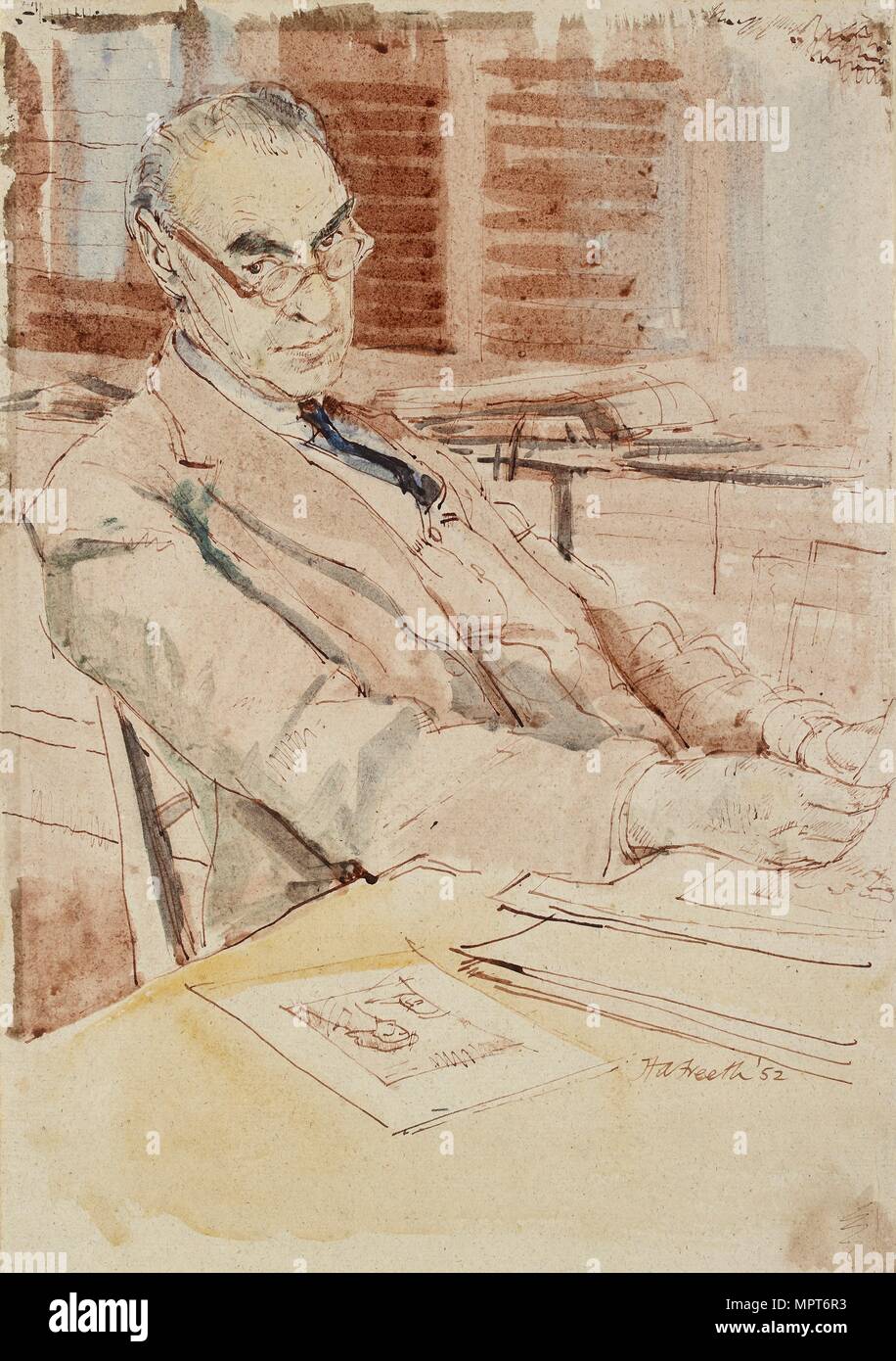 Portrait von Sir Karl Theodore Parker, CBE, 1952. Artist: Hubert Andrew Freeth. Stockfoto