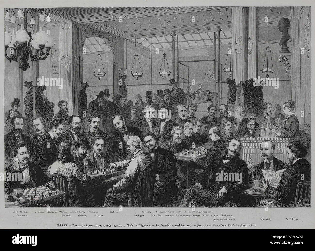 Das schachturnier im Café de La Régence (von Le Monde Illustré), 1874. Stockfoto