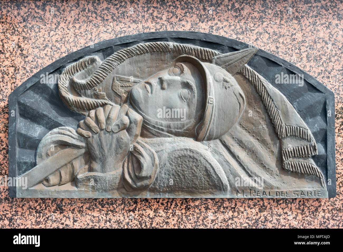 Relief einer toten Soldaten, Detail, Polnische Gedenkstätte, Erster Weltkrieg, La Zu den, Neuville-Saint-Vaast, Hauts-de-France, Frankreich Stockfoto