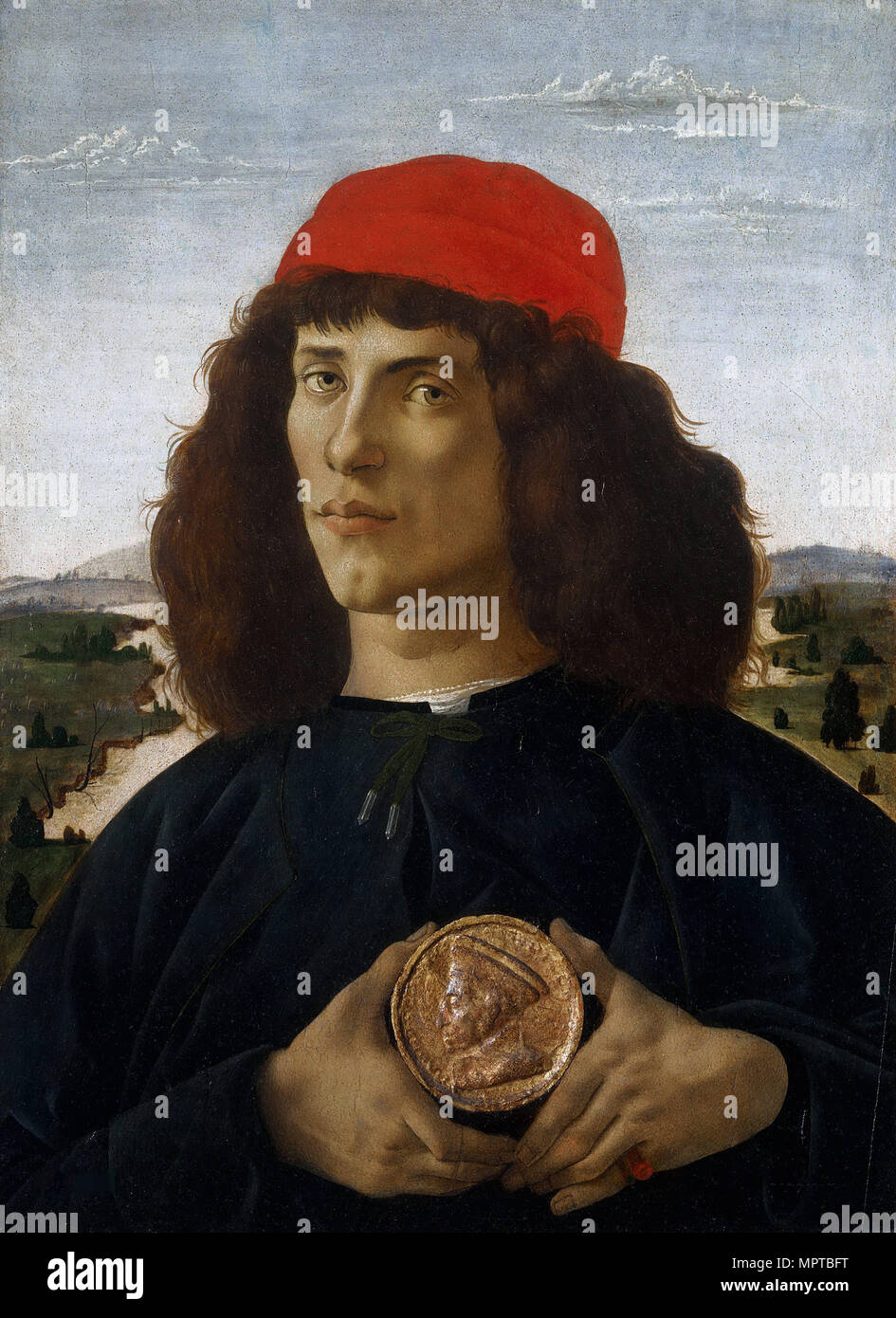 Porträt eines Mannes mit einer Medaille von Cosimo den Älteren. Stockfoto