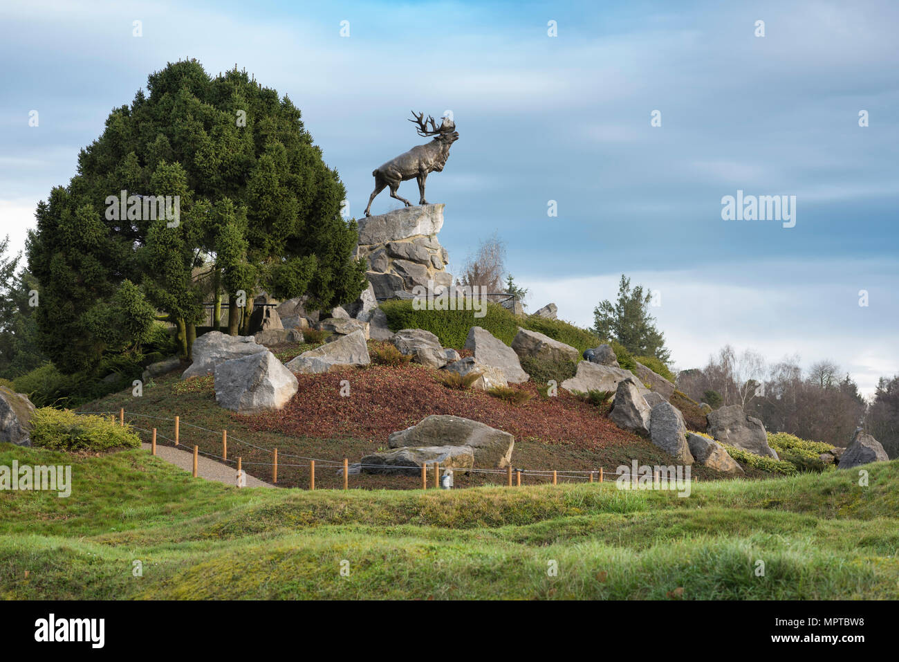 Caribou Beaumont-Hamel Newfoundland Memorial, Denkmal, Newfoundland memorial park, hier die fast vollständige Auslöschung des Stockfoto