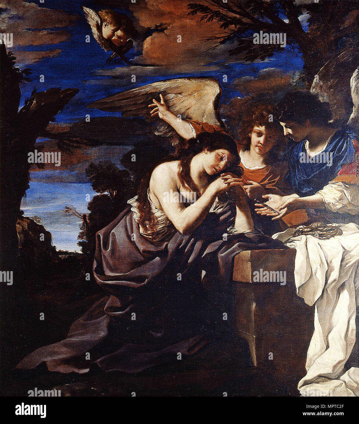 Die pönitenten Maria Magdalena mit zwei Engel. Stockfoto