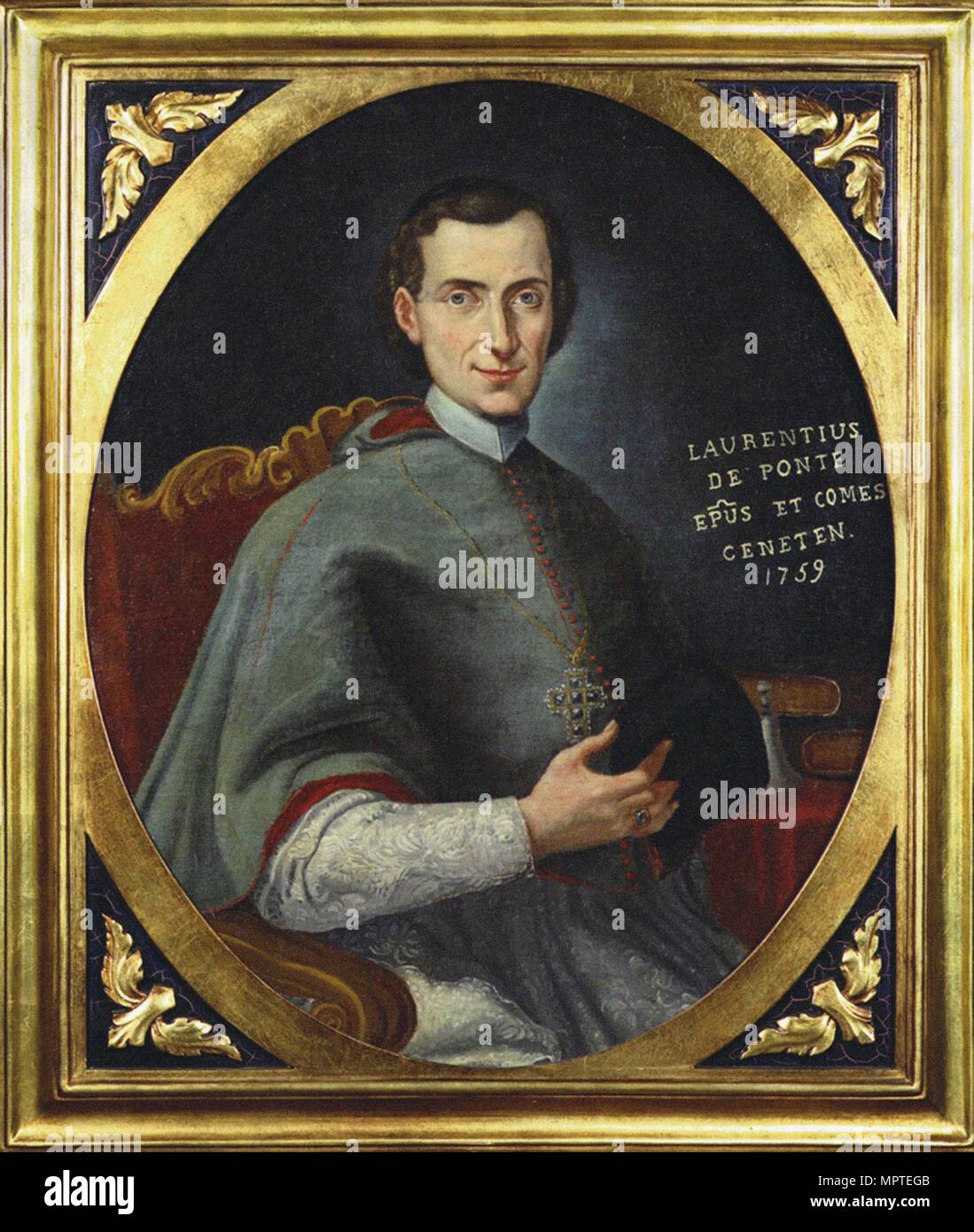 Portrait der Opera librettist und Dichter Lorenzo Da Ponte (1749-1838) als Bischof, 1759. Stockfoto