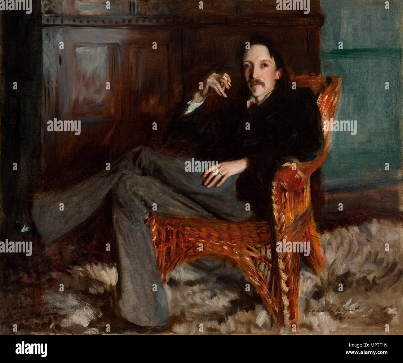 Porträt von Robert Louis Stevenson (1850-1894), 1887. Stockfoto