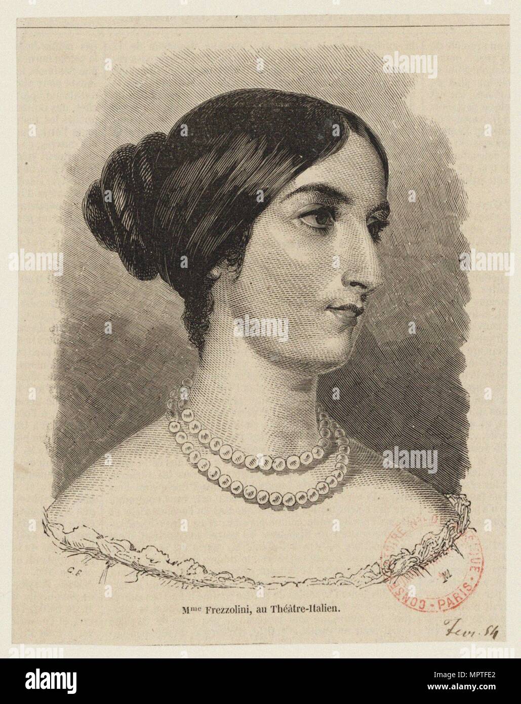 Portrait der Opern Sopran Erminia Frezzolini (1818-1884), 1840. Stockfoto