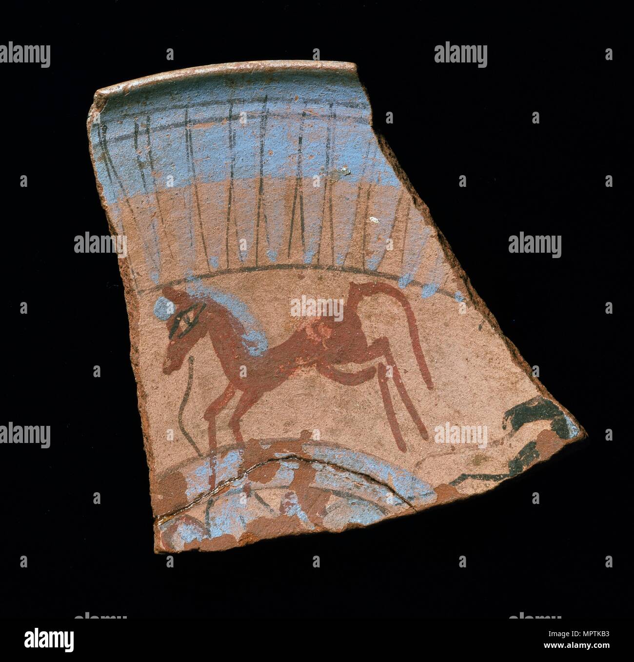 Rim-Shard mit galoppierenden Pferd, 1353 v. Chr.-1335 v. Chr.. Artist: Unbekannt. Stockfoto