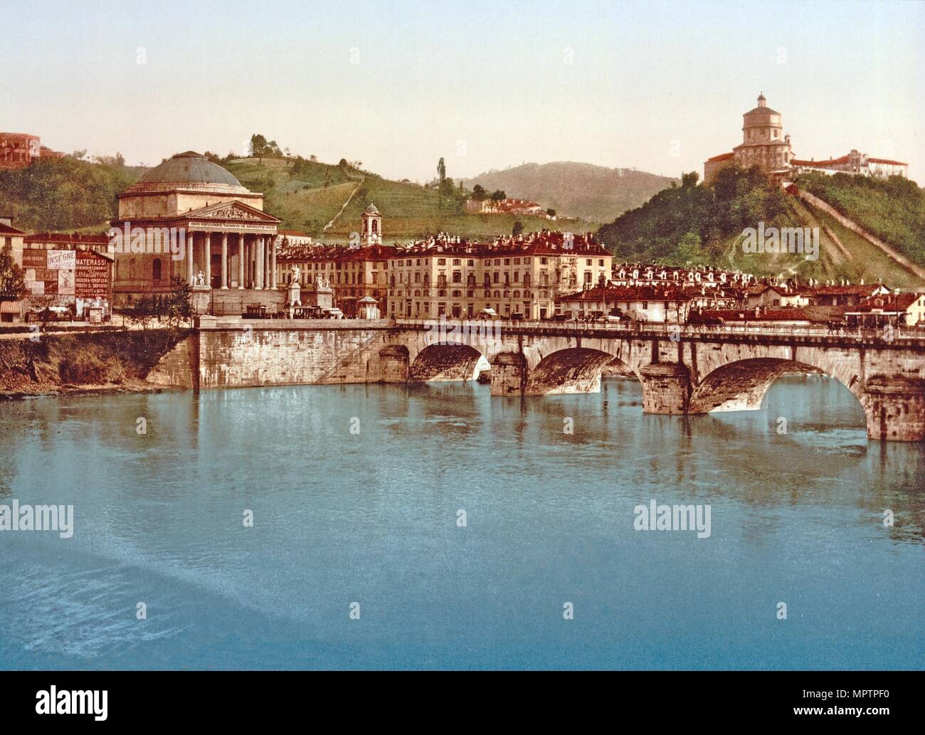 Gran Madre di Dio (Vordergrund) und Santa Maria di Monte dei Cappuccini, Turin, um 1890. Stockfoto