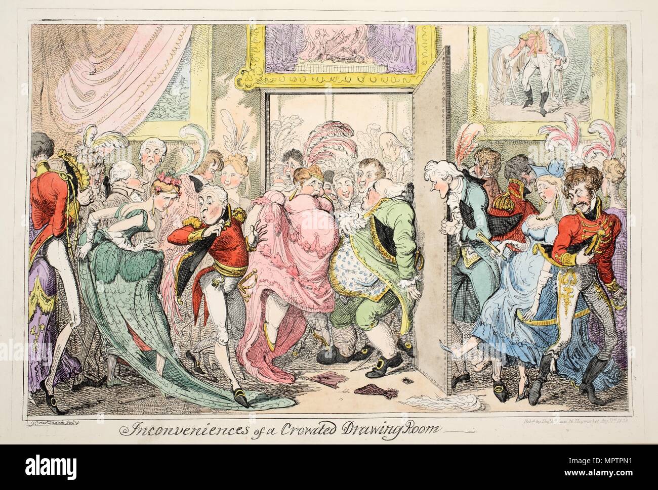 Die unannehmlichkeiten der überfüllten Salon, 1835. Stockfoto
