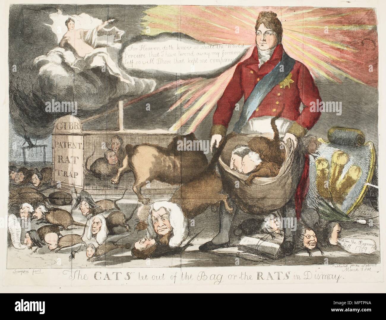 Die Katzen aus dem Sack lassen oder die Ratten in Bestürzung, 1811. Stockfoto