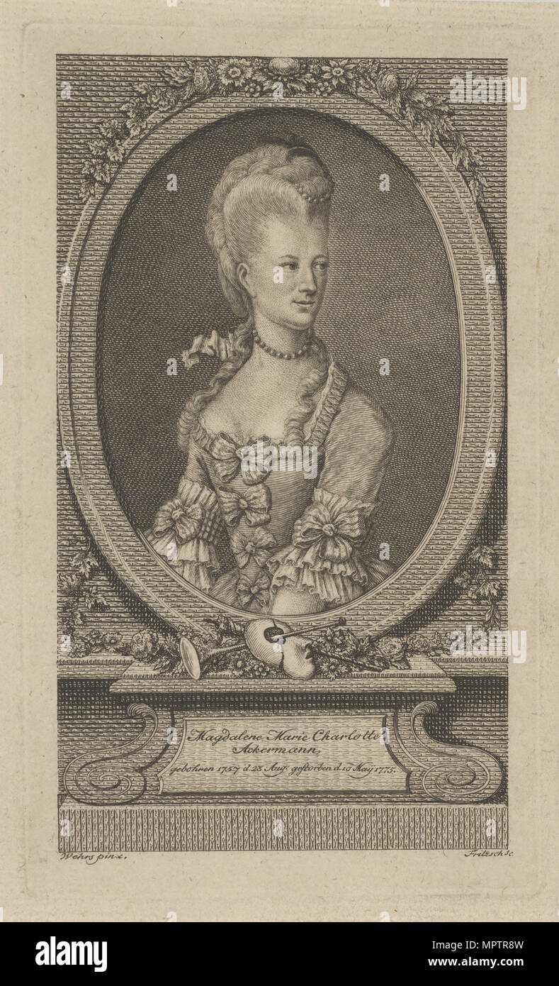 Marie Magdalena Charlotte Ackermann (1757-1775). Stockfoto