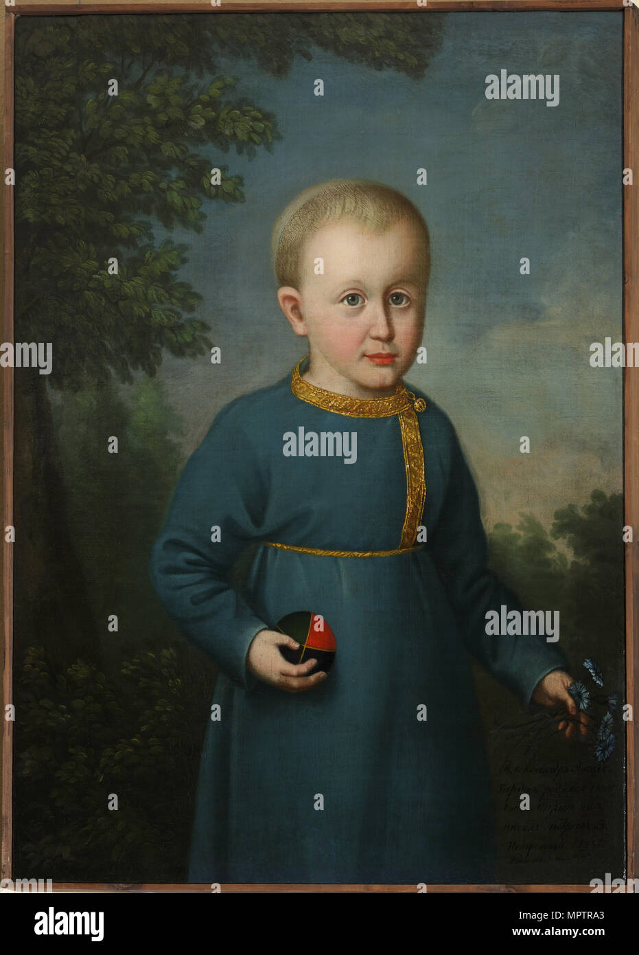 Portrait von Wassili Engelhardt (1814-1868) als Kind, mit Ball. Stockfoto