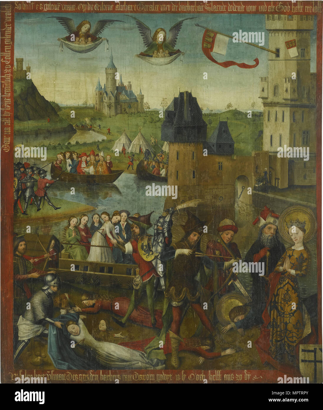 Das Martyrium der Heiligen Ursula und die 11.000 Jungfrauen von Köln. Stockfoto