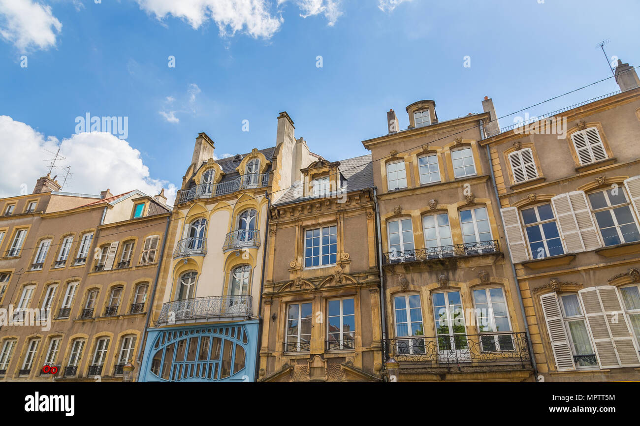 Histroric Fassaden der Häuser in Metz an der Mosel Frankreich. Stockfoto