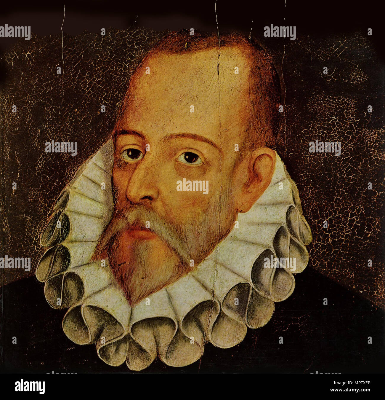 Portrait von Miguel de Cervantes Saavedra (1547-1615) Detail. Stockfoto