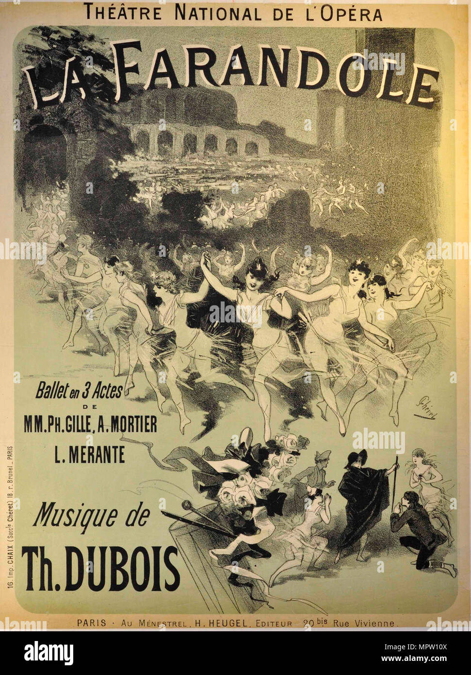 Plakat für das Ballett La Farandole von Théodore Dubois, 1883. Stockfoto