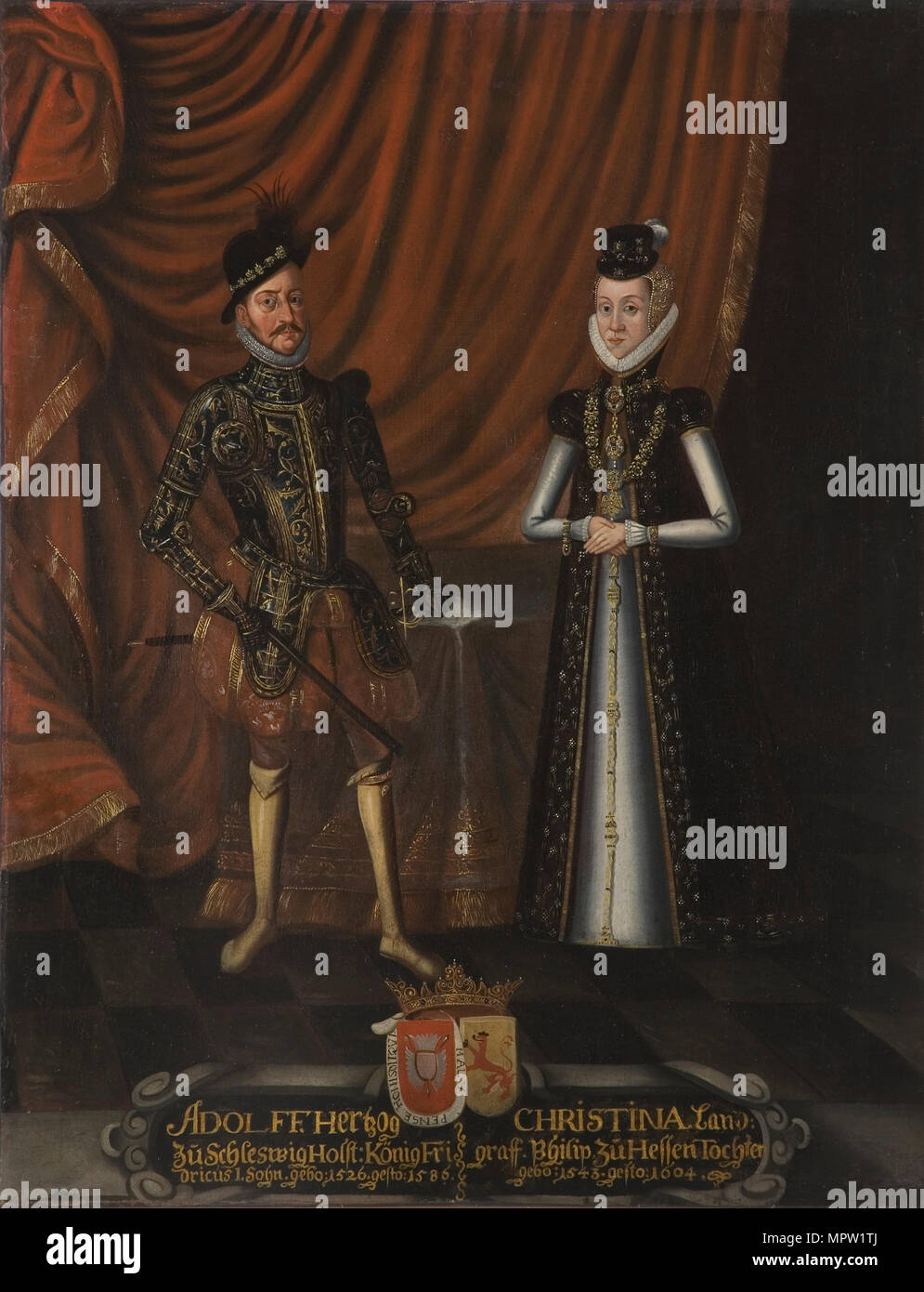 Herzog Adolf von Holstein-Gottorp (1526-1586) und Christine von Hessen (1543-1604). Stockfoto