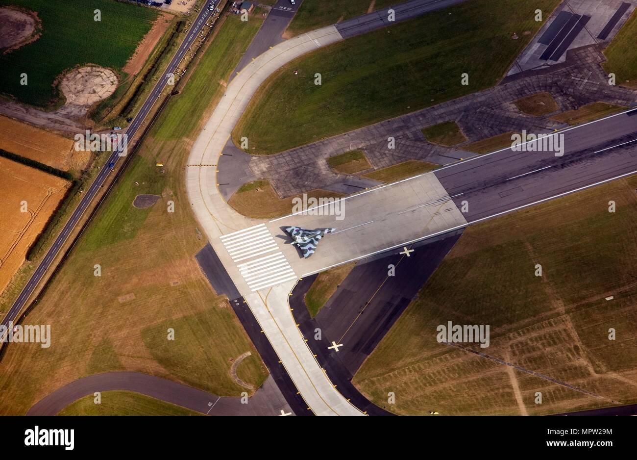 Letzte fliegende Vulcan Bomber vom RAF Waddington, Lincolnshire, 2009. Artist: Dave MacLeod. Stockfoto