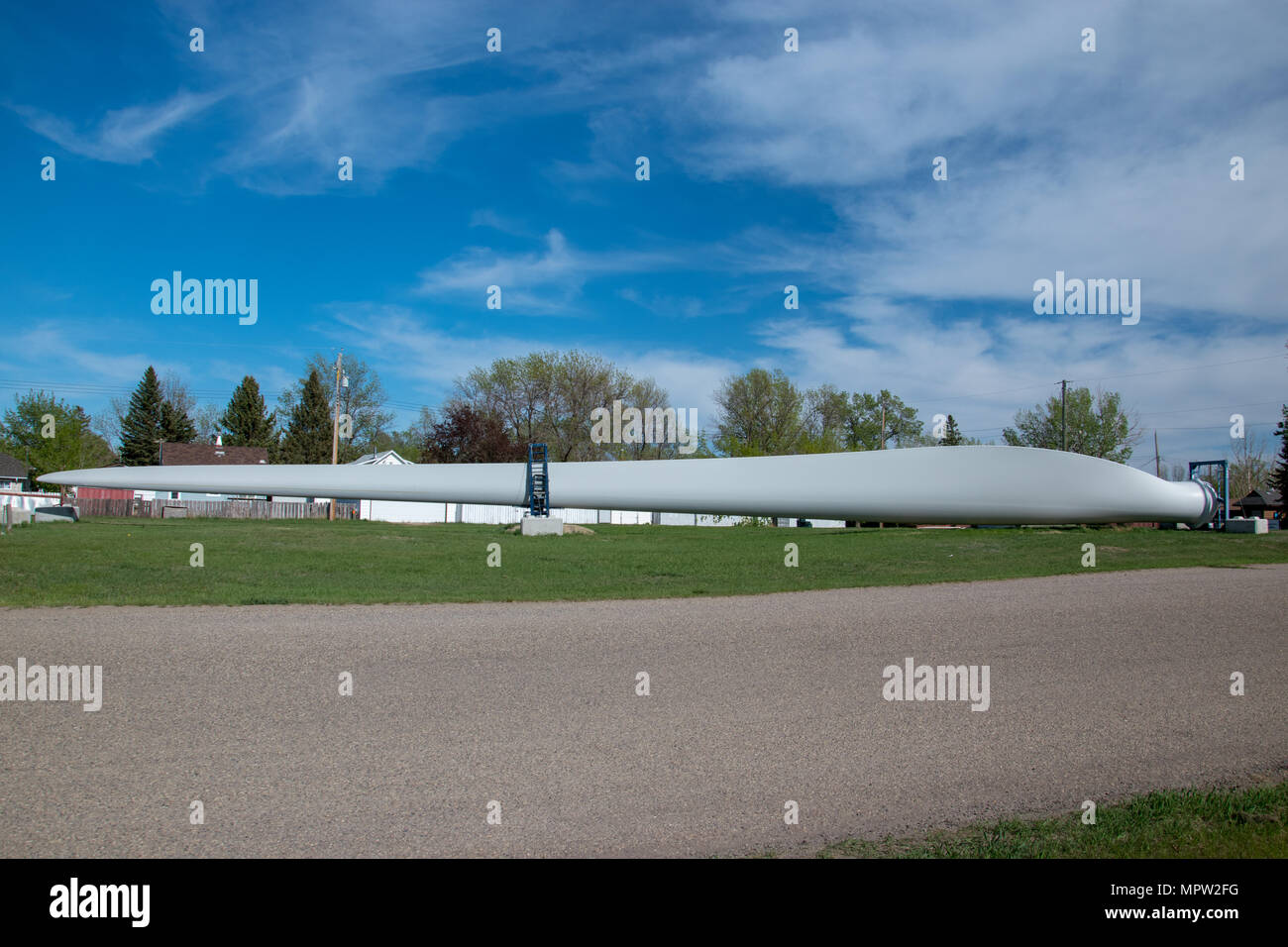 49-m-Rotorblatt; Blackspring Ridge Wind Projekt von EDF EN Canada Inc. und Enbridge Inc. in South Eastern Alberta besteht aus 166 Vestas V100-1.8 M Stockfoto