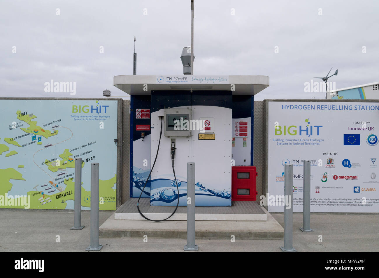 Wasserstofftankstelle in Kirkwall, Orkney Isles Stockfoto