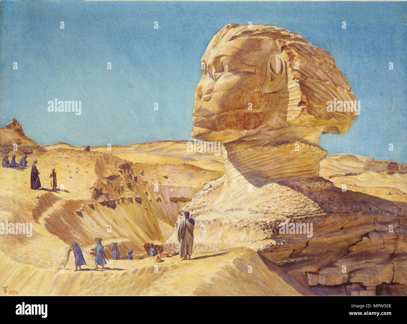 Die große Sphinx, die Pyramiden von Gizeh, 1854. Artist: Thomas Seddon. Stockfoto