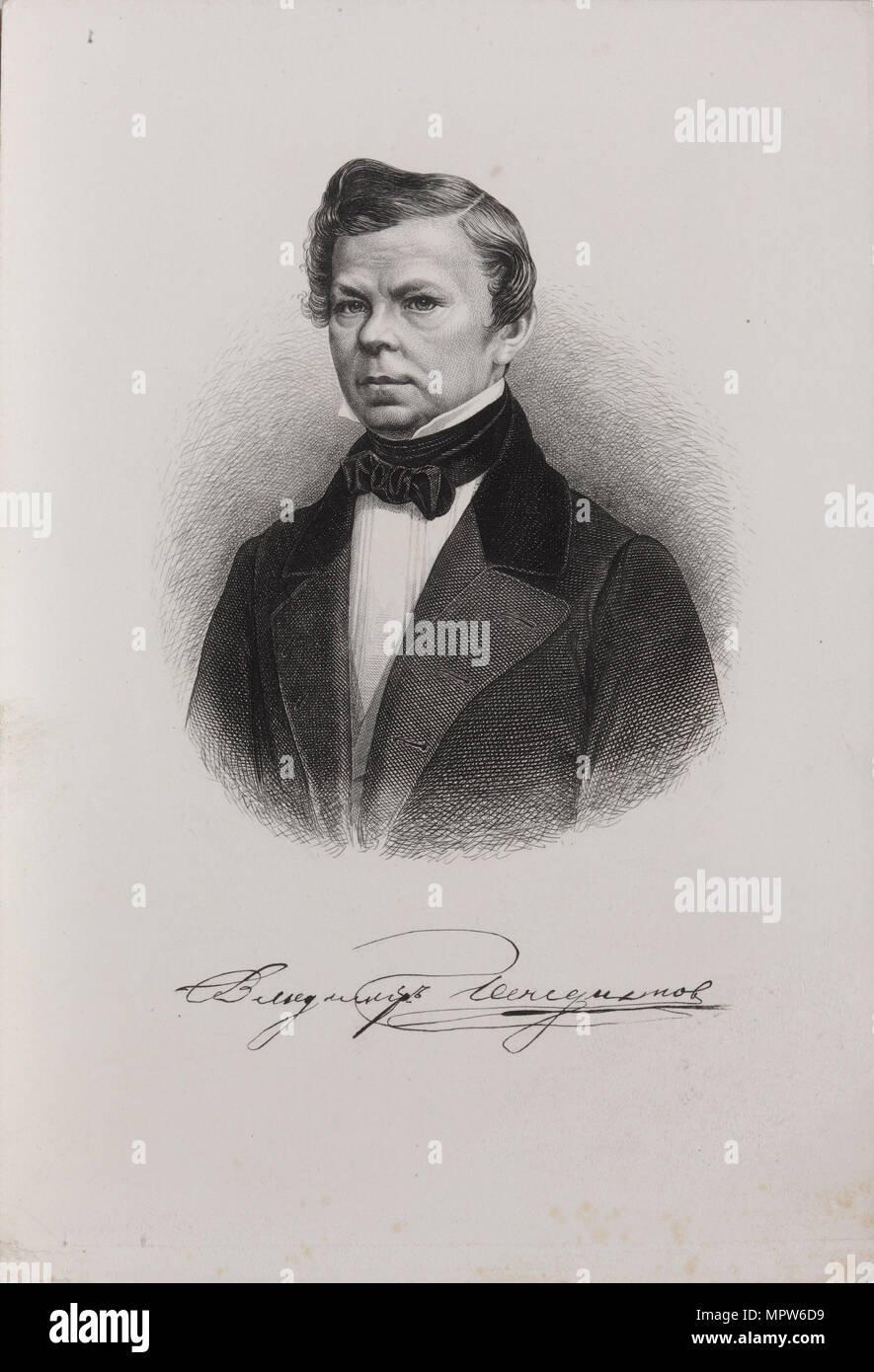 Porträt des Dichters Wladimir Grigorjewitsch Benediktov (1807-1873), 1845. Stockfoto