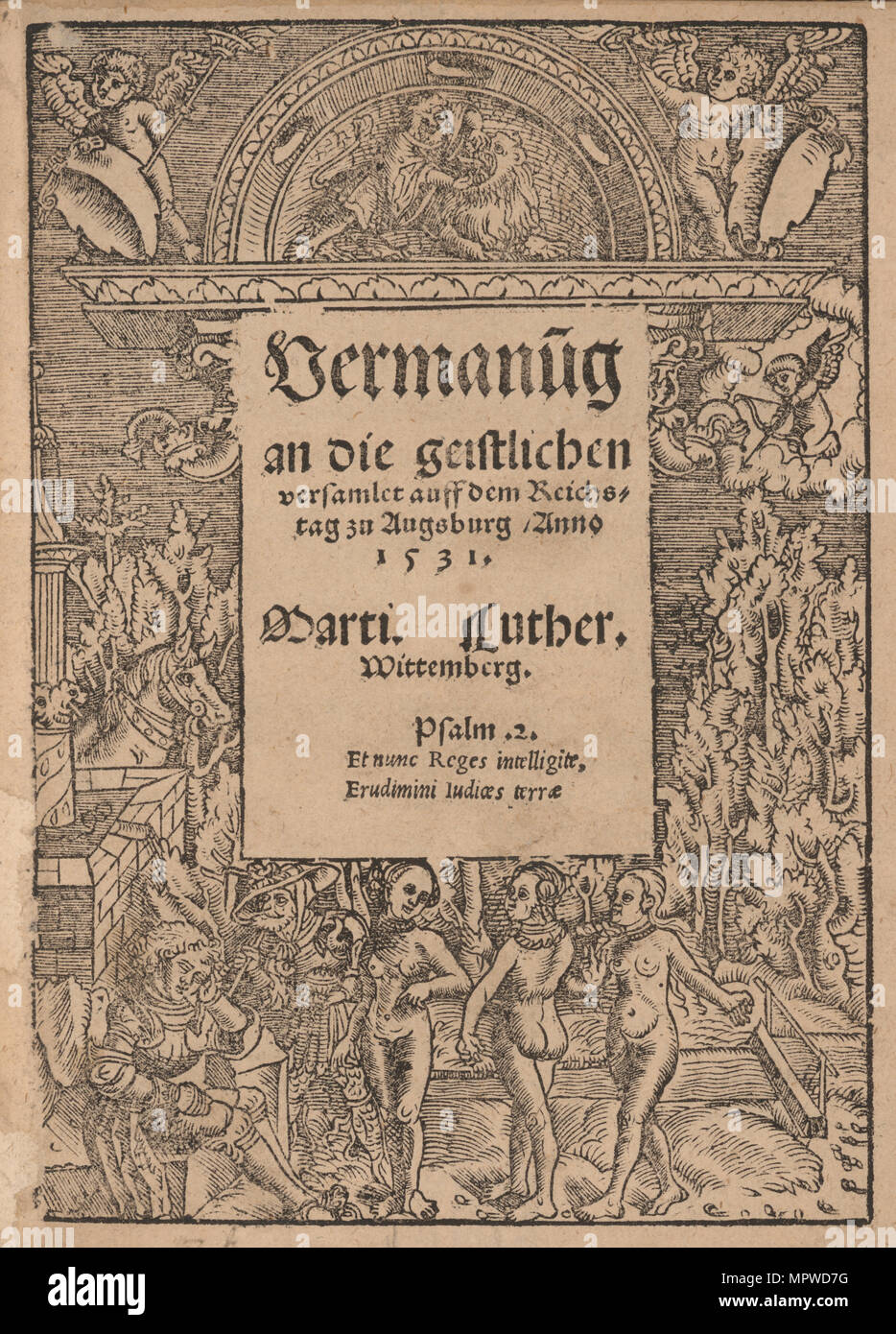 Mahnung an alle Priester versammelten sich in Augsburg von Martin Luther, 1530. Stockfoto