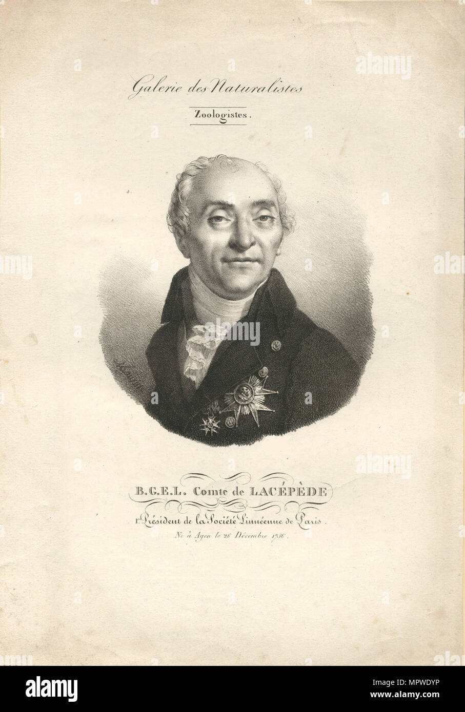 Bernard-Germain - Etienne de la Ville-sur-Illon, comte de Lacépède (1756-1815), 1842. Stockfoto
