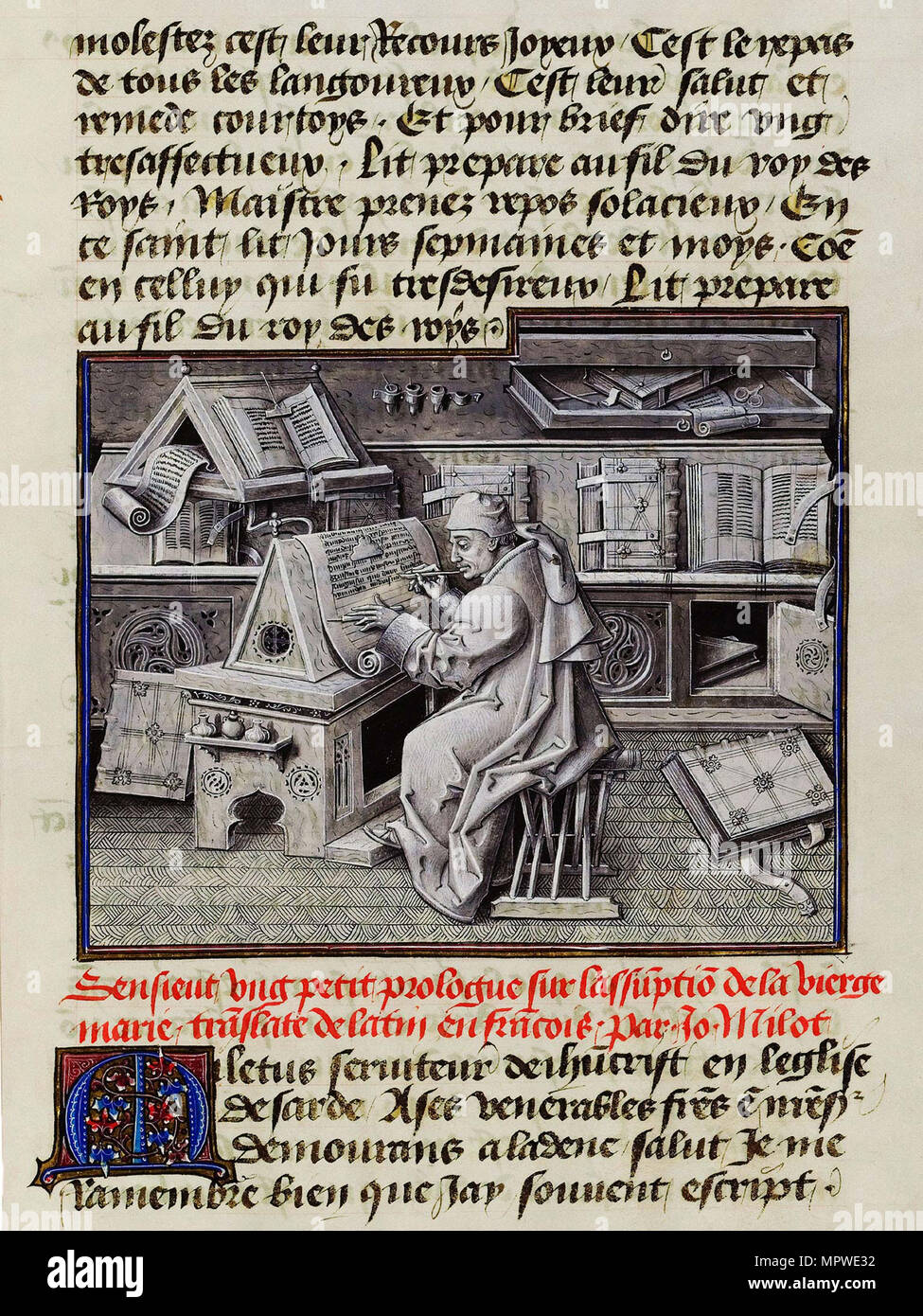 Burgundischen Schreiber (Porträt von Jean Miélot, Sekretärin, Autor und Übersetzer von Philipp dem Guten, Duk Stockfoto
